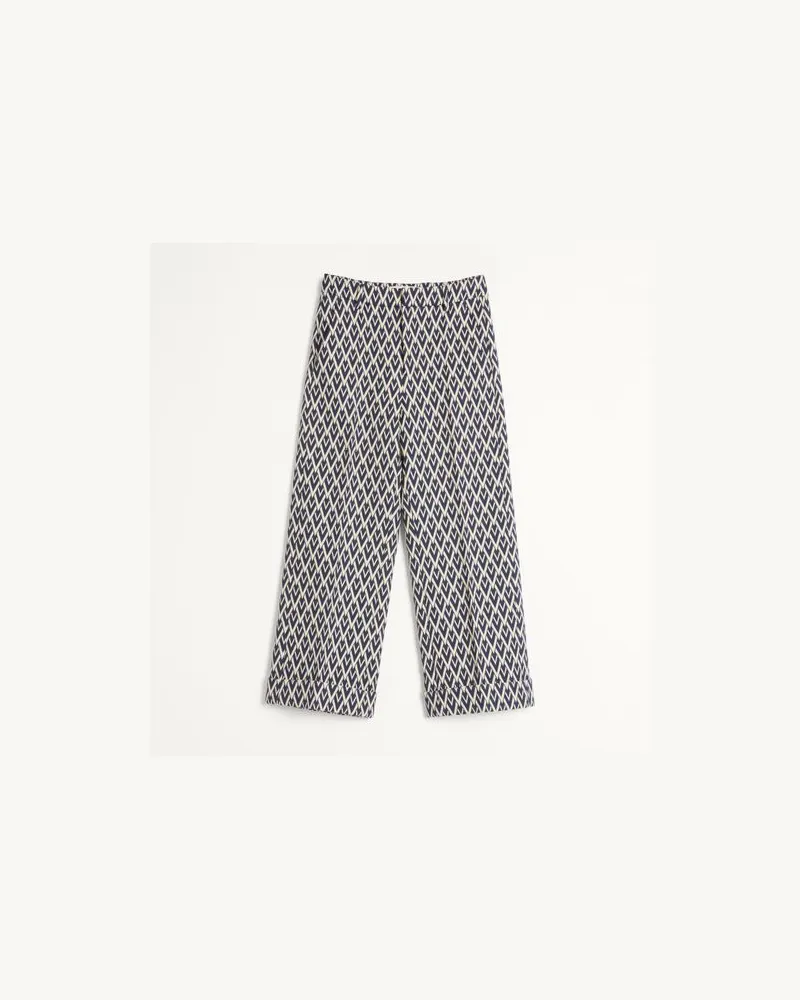 Valentino Garavani Wollhose Mit Umschlag Mit Toute La V Jacquardmuster Mann NACHT/CREME Nacht