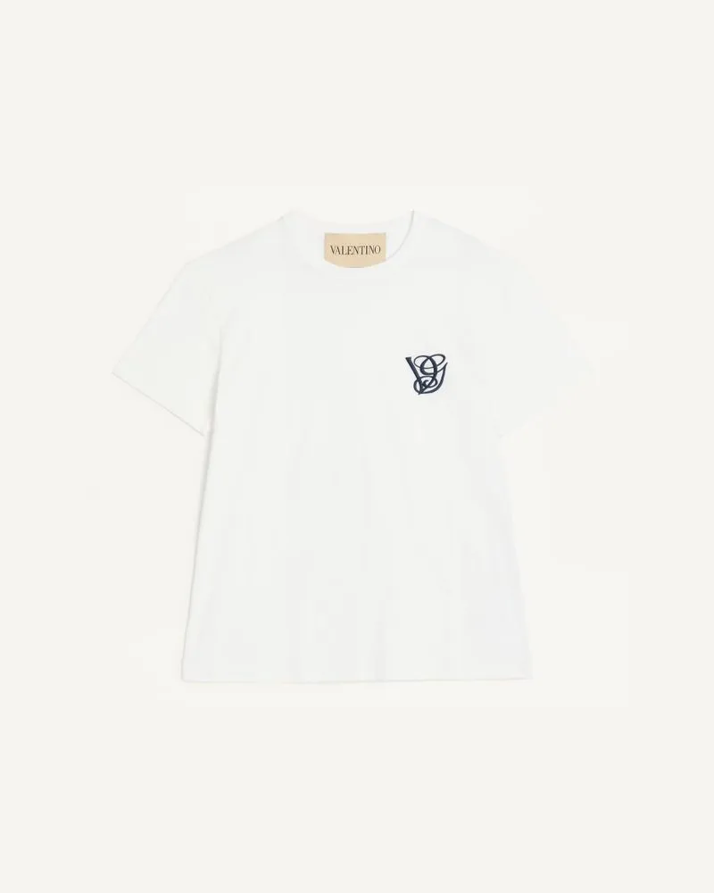 Valentino Garavani T-Shirt Aus Baumwolle Mit Vg-Patch Mann ELFENBEIN Elfenbein