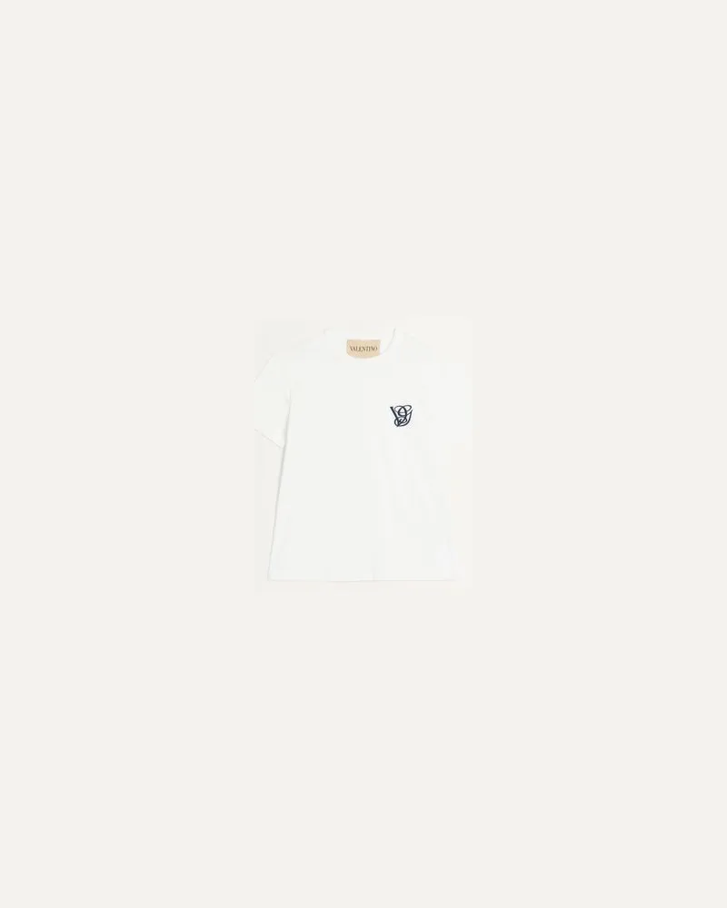 Valentino Garavani T-Shirt Aus Baumwolle Mit Vg-Patch Mann ELFENBEIN Elfenbein
