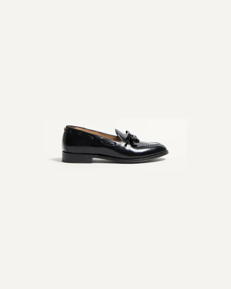 Valentino Garavani Bowshire Loafer Aus Glänzendem Kalbsleder Mann SCHWARZ Schwarz