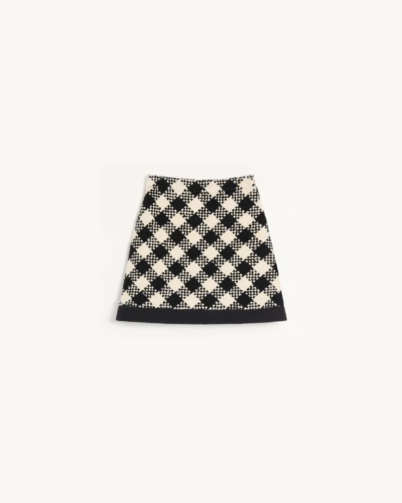 Valentino Garavani Kurzer Damier Tweed-Rock Frau BIRKE/SCHWARZ Birke