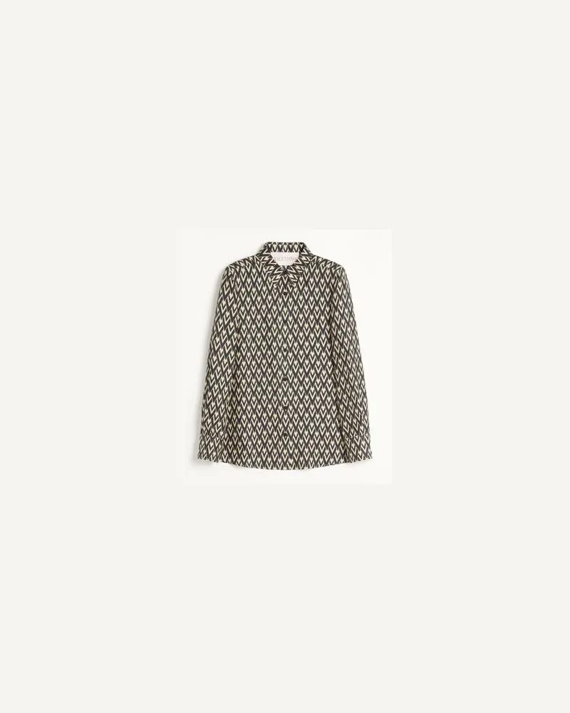 Valentino Garavani Hemd Aus Toute La V Twill Frau SCHWARZ/CREME Schwarz