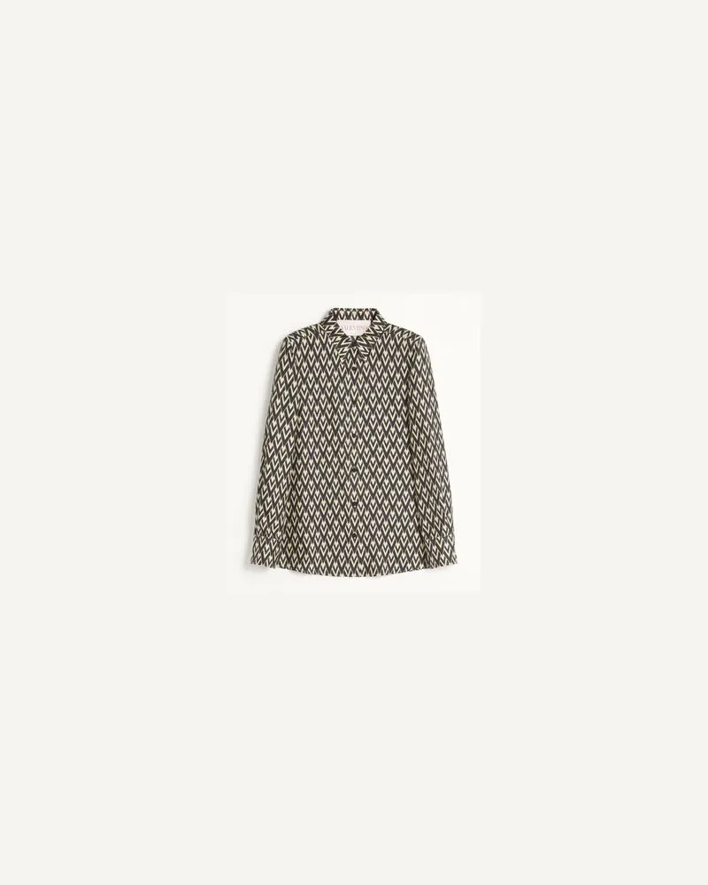 Valentino Garavani Hemd Aus Toute La V Twill Frau SCHWARZ/CREME Schwarz