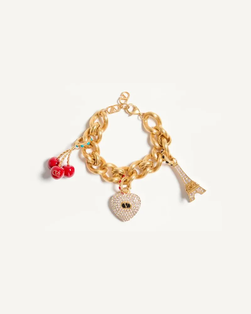 Valentino Garavani Chez Valentino Armband Aus Metall, Emaille Und Swarovski Kristallen Frau ANTIQUE BRASS Antique