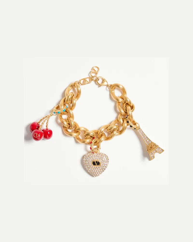 Valentino Garavani Chez Valentino Armband Aus Metall, Emaille Und Swarovski® Kristallen Frau ANTIQUE BRASS Antique