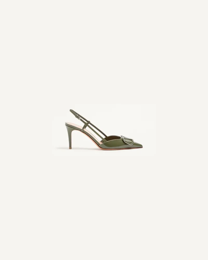 Valentino Garavani Valentino Garavani Slingback-Pumps Aus Lackleder Mit „Vlogo Signature“-Schmuckdetail, 80 Mm Frau MILITÄRGRÜN Militärgrün