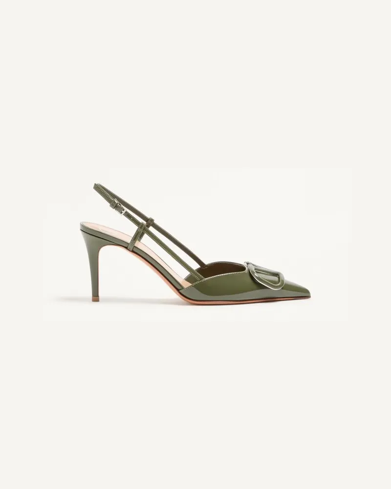 Valentino Garavani Valentino Garavani Slingback-Pumps Aus Lackleder Mit „Vlogo Signature"-Schmuckdetail, 80 Mm Frau MILITÄRGRÜN Militärgrün