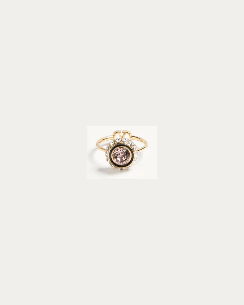Valentino Garavani VLogo Signature Ring Aus Metall, Emaille Und Kristallen Frau GOLD/ROSA Gold