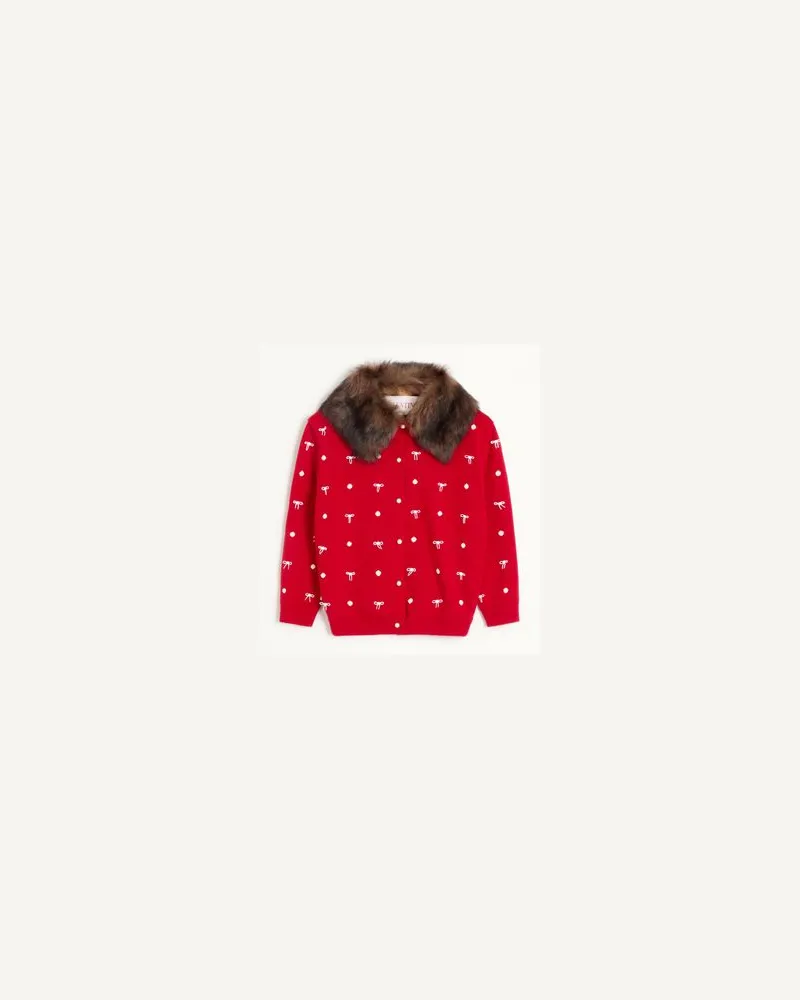 Valentino Garavani Gestickter Cardigan Frau NEW RED New