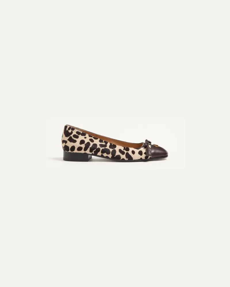 Valentino Garavani Valet Du Roi Ballerinas Aus Kalbsleder Mit Pony-Effekt, 25 Mm Frau NATUR/BRAUN Natur