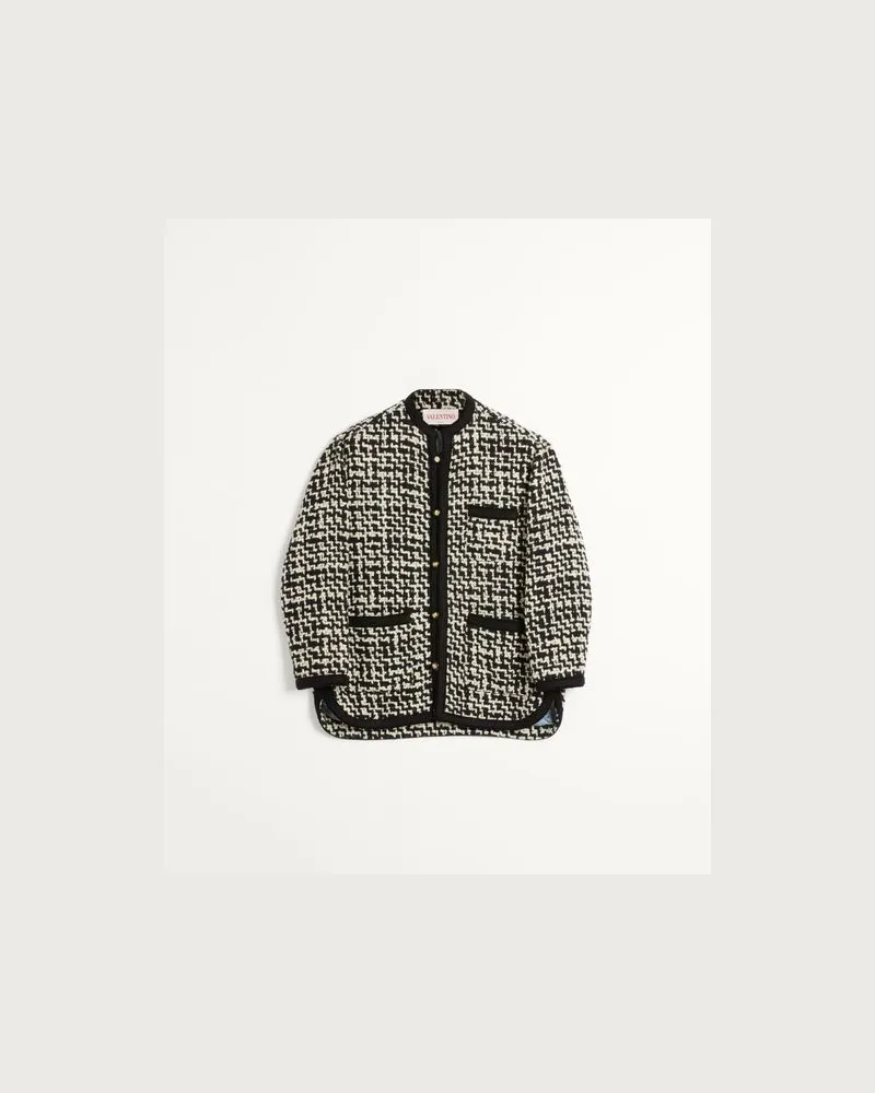 Valentino Garavani Hemdjacke Aus Wool Tweed Mann ELFENBEIN/SCHWARZ Elfenbein