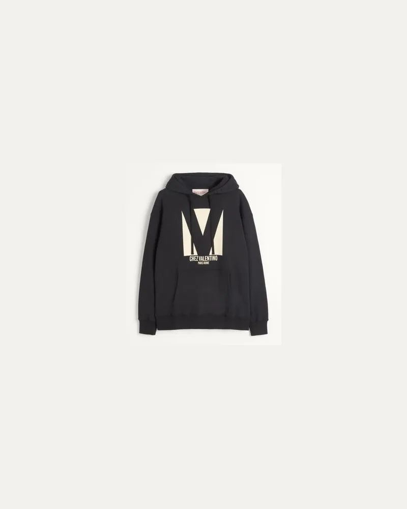 Valentino Garavani Sweatshirt Mit Kapuze Aus Baumwolle Mit Chez Valentino Print Mann SCHWARZ Schwarz