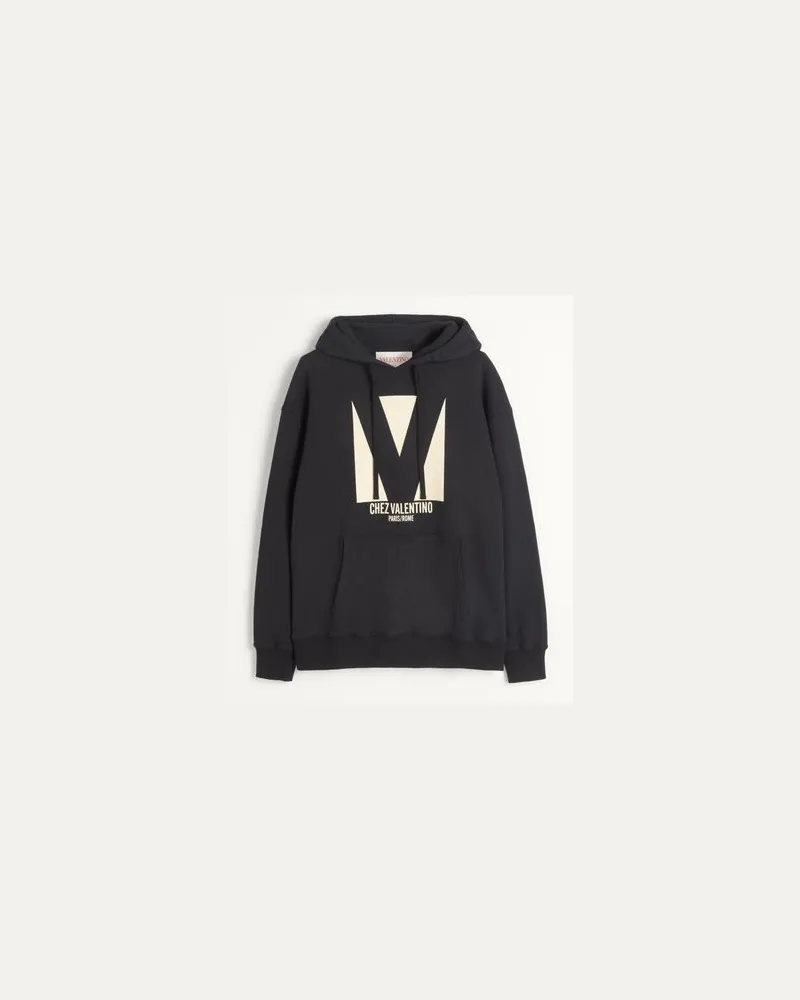 Valentino Garavani Sweatshirt Mit Kapuze Aus Baumwolle Mit Chez Valentino Print Mann SCHWARZ Schwarz