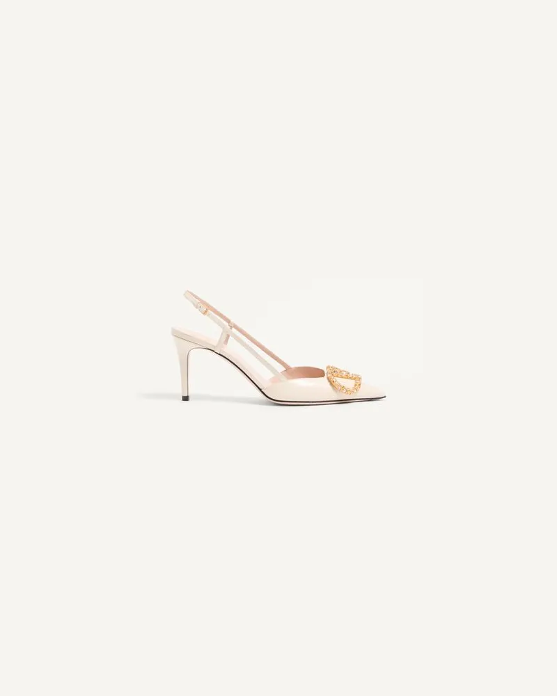 Valentino Garavani Vlogo Signature Slingpumps Aus Kalbsleder Mit Schmucklogo, 80 Mm Frau ELFENBEIN Elfenbein