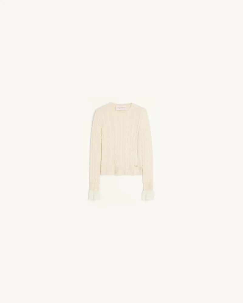 Valentino Garavani Pullover Aus Kaschmir Frau BIRKE/ELFENBEIN Birke