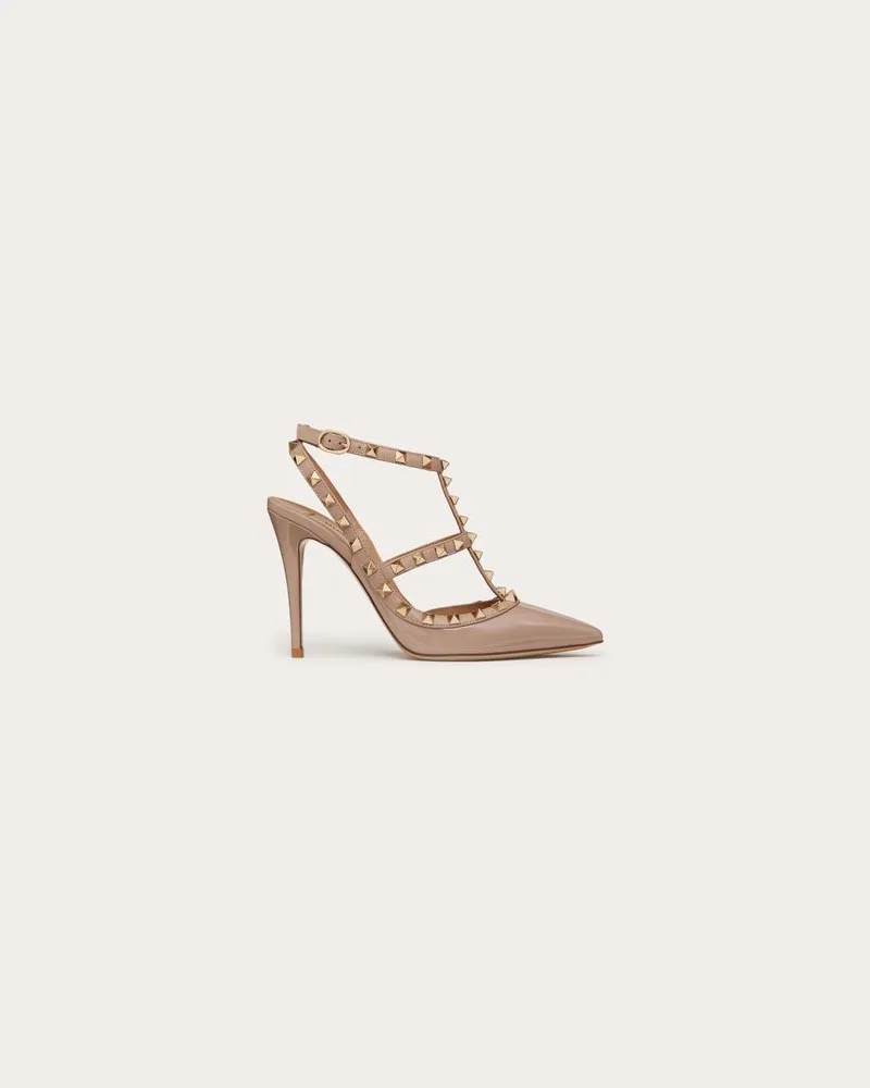 Valentino Garavani Lack-Pumps Rockstud Mit Riemchen  100 Mm Frau POUDRE Poudre
