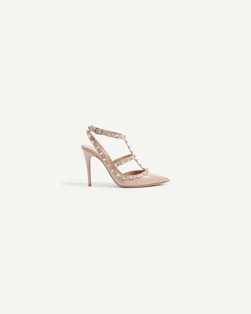 Valentino Garavani Lack-Pumps Rockstud Mit Riemchen  100 Mm Frau POUDRE Poudre
