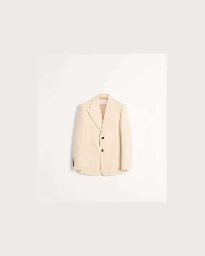 Valentino Garavani Einreihiges Jackett Aus Wollgabardine Mann BUTTER Butter
