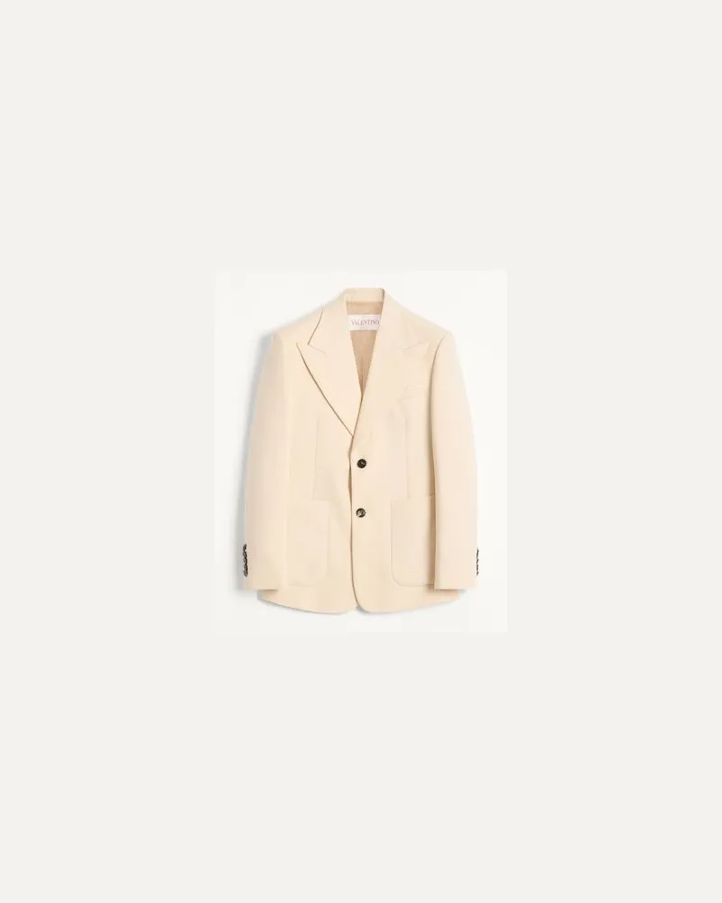 Valentino Garavani Einreihiges Jackett Aus Wollgabardine Mann BUTTER Butter