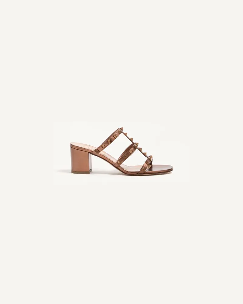 Valentino Garavani Slider-Sandalen Rockstud Aus Metallic-Kalbsleder Mit 60 Mm-Absatz Frau BRONZE Bronze