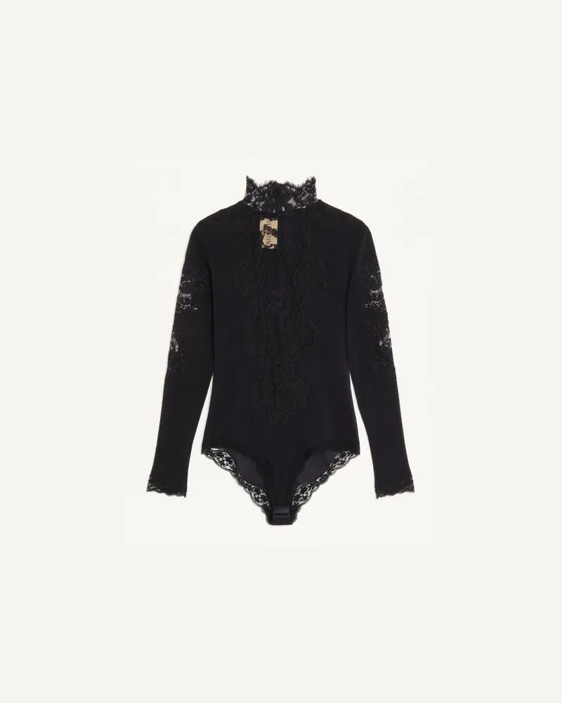 Valentino Garavani Bodysuit aus Jersey mit Spitze Frau SCHWARZ Schwarz