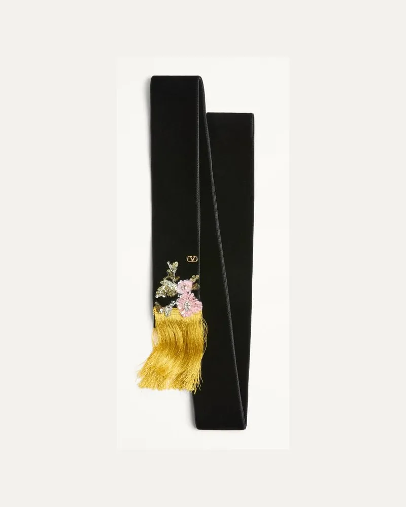 Valentino Garavani Valentino Schal Aus Samt Mit Stickerei Frau SCHWARZ/GOLD Schwarz