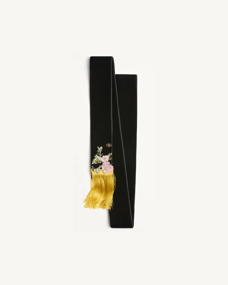Valentino Garavani Valentino Schal Aus Samt Mit Stickerei Frau SCHWARZ/GOLD Schwarz