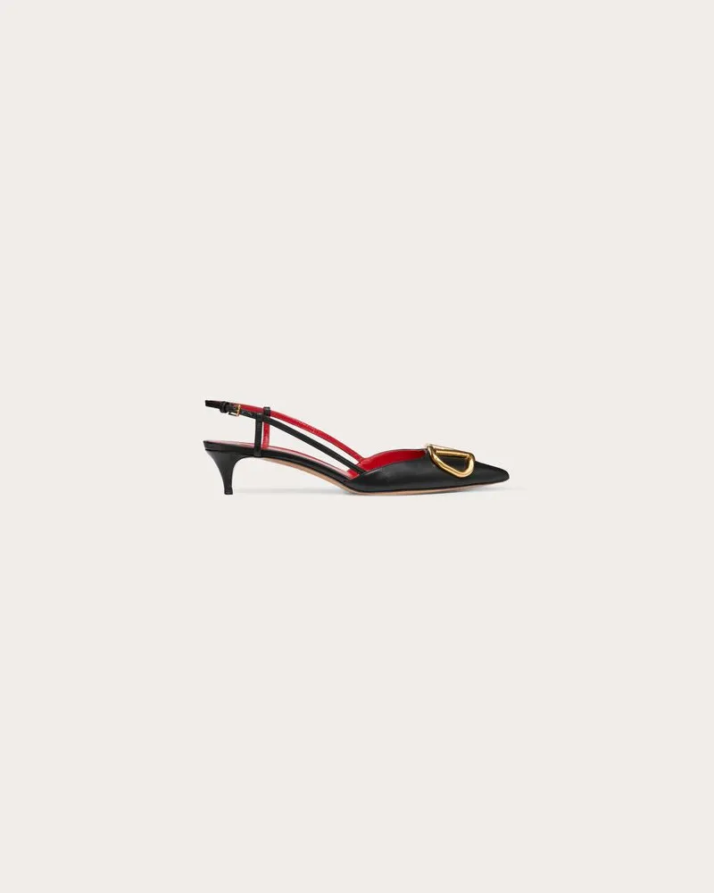 Valentino Garavani Slingback-Pumps Vlogo Signature Aus Kalbsleder Mit 40 Mm-Absatz Frau SCHWARZ Schwarz