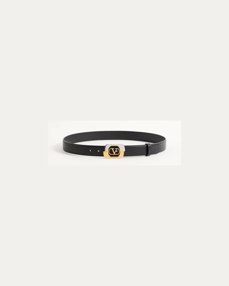 Valentino Garavani Valentino Garavani VLogo Signature Gürtel aus glänzendem Kalbsleder 30 mm Mann SCHWARZ Schwarz