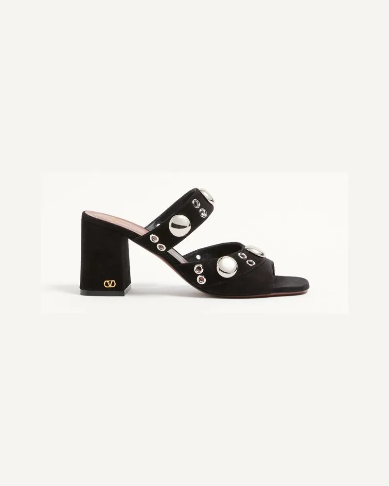 Valentino Garavani Nellcôte Slide Sandalen aus Spaltleder 75 mm Frau SCHWARZ Schwarz