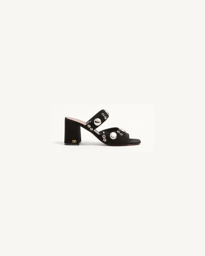 Valentino Garavani Nellcôte Slide Sandalen aus Spaltleder 75 mm Frau SCHWARZ Schwarz