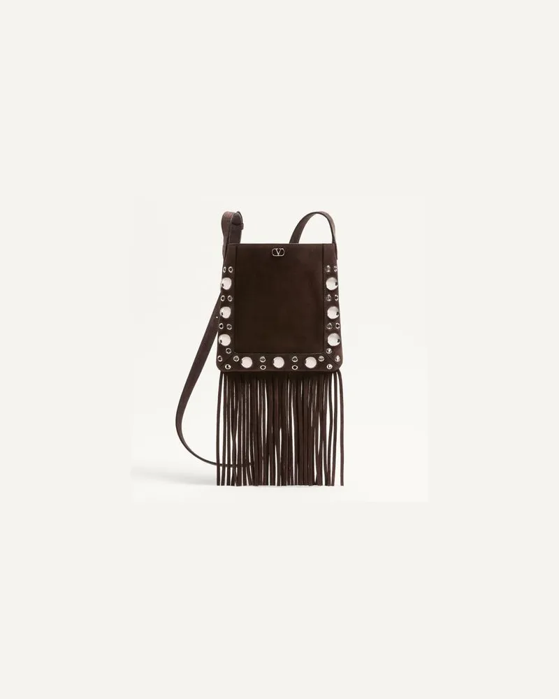 Valentino Garavani Valentino Garavani Nellcôte Kleine Schultertasche Aus Wildleder Mit Fransen Frau TESTA DI MORO Testa