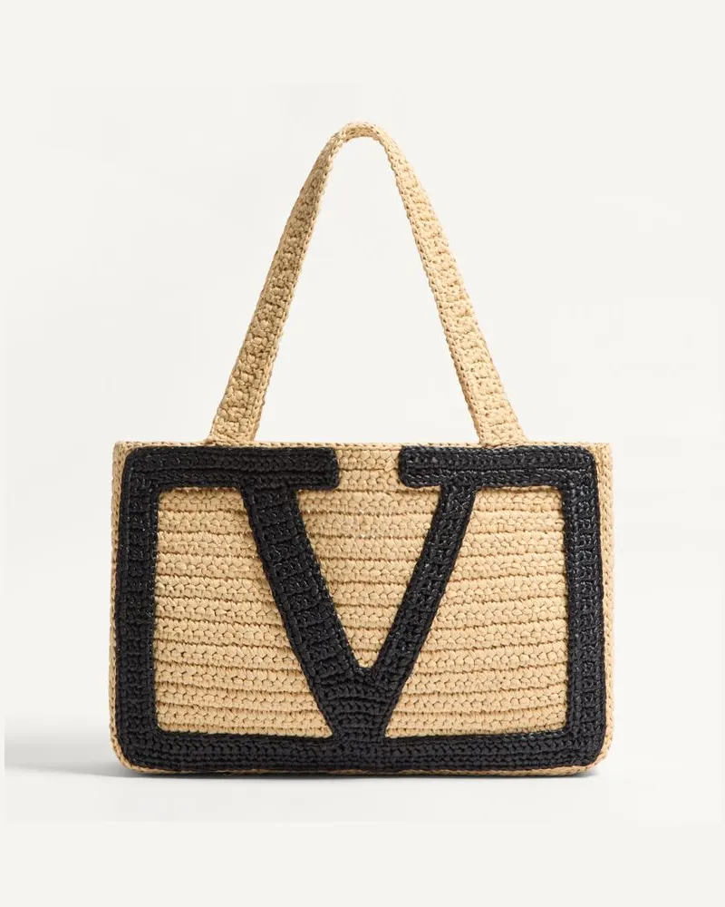 Valentino Garavani Valentino Garavani Viva Superstar Mittelgrosser Shopper Aus Raffia Frau NATUR Natur