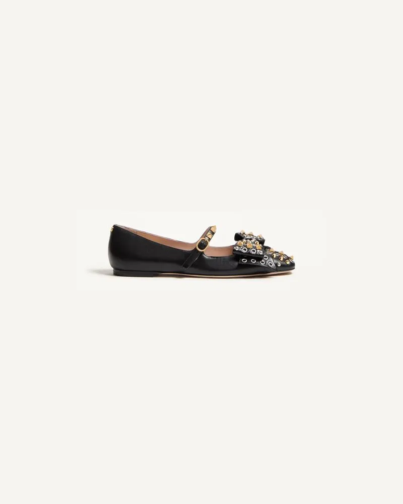 Valentino Garavani Mary-Jane Bowow Ballerina Aus Ziegenleder Mit Studs Frau SCHWARZ Schwarz