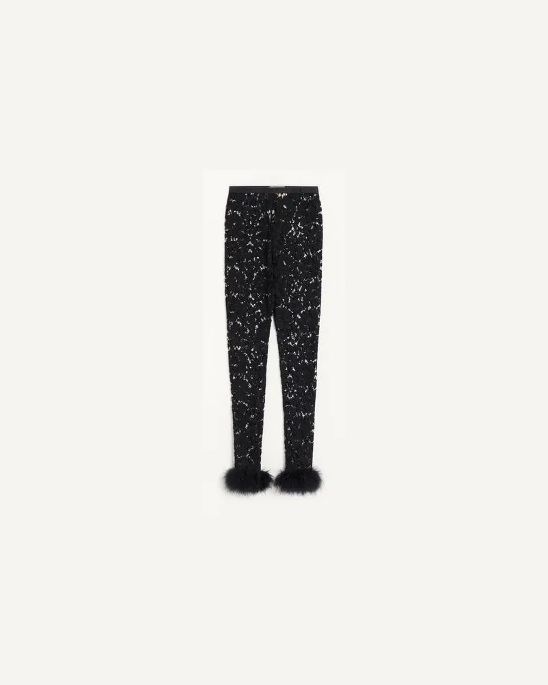 Valentino Garavani Spitzenleggings mit Federn Frau SCHWARZ Schwarz
