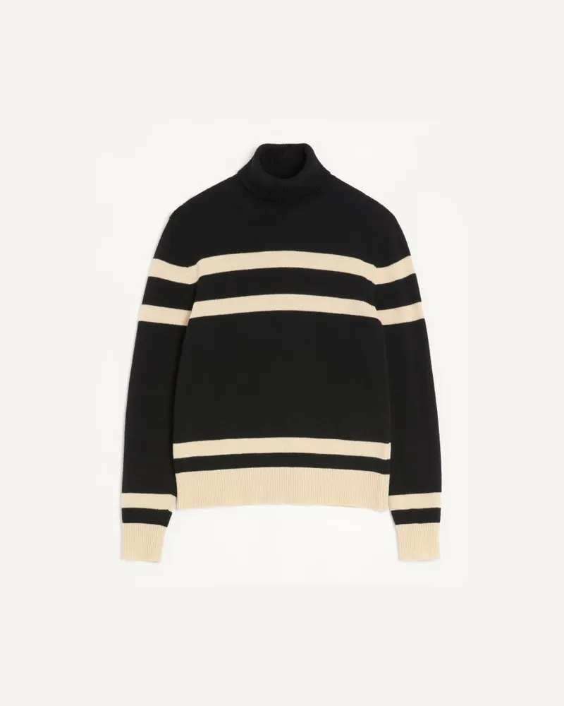 Valentino Garavani Valentino Wollpullover mit hohem Kragen und VLogo-Stickerei Mann SCHWARZ/BUTTER Schwarz