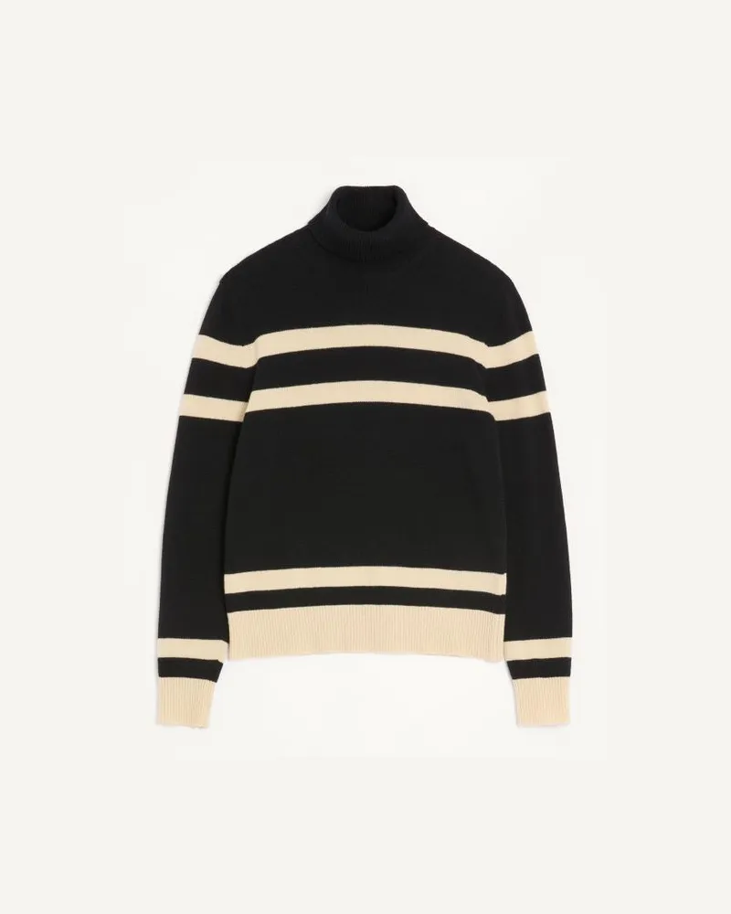 Valentino Garavani Valentino Wollpullover mit hohem Kragen und VLogo-Stickerei Mann SCHWARZ/BUTTER Schwarz