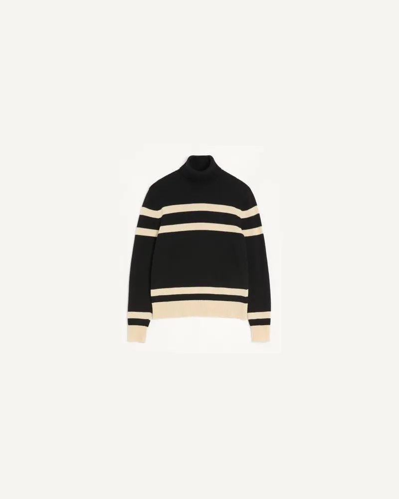 Valentino Garavani Valentino Wollpullover mit hohem Kragen und VLogo-Stickerei Mann SCHWARZ/BUTTER Schwarz