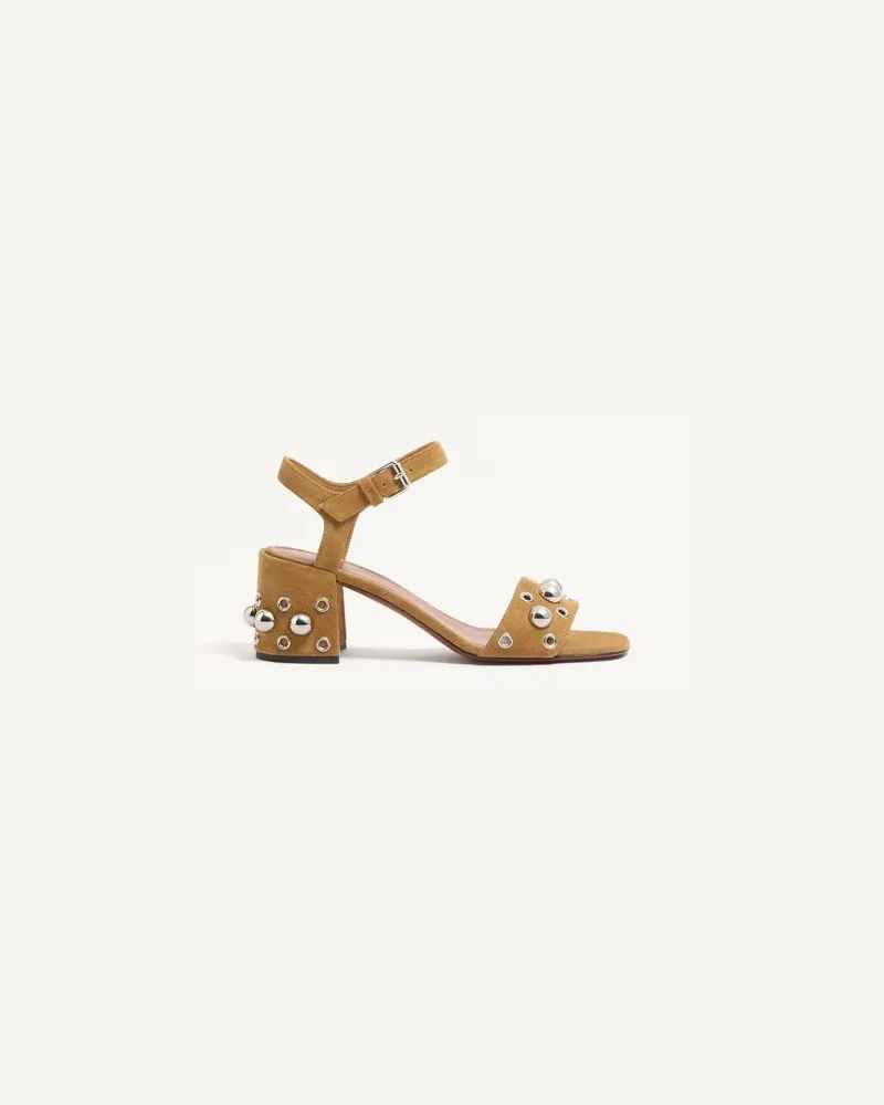 Valentino Garavani Nellcôte Sandalen Aus Krustenleder, 60 Mm Frau HAVANA BEIGE Havana