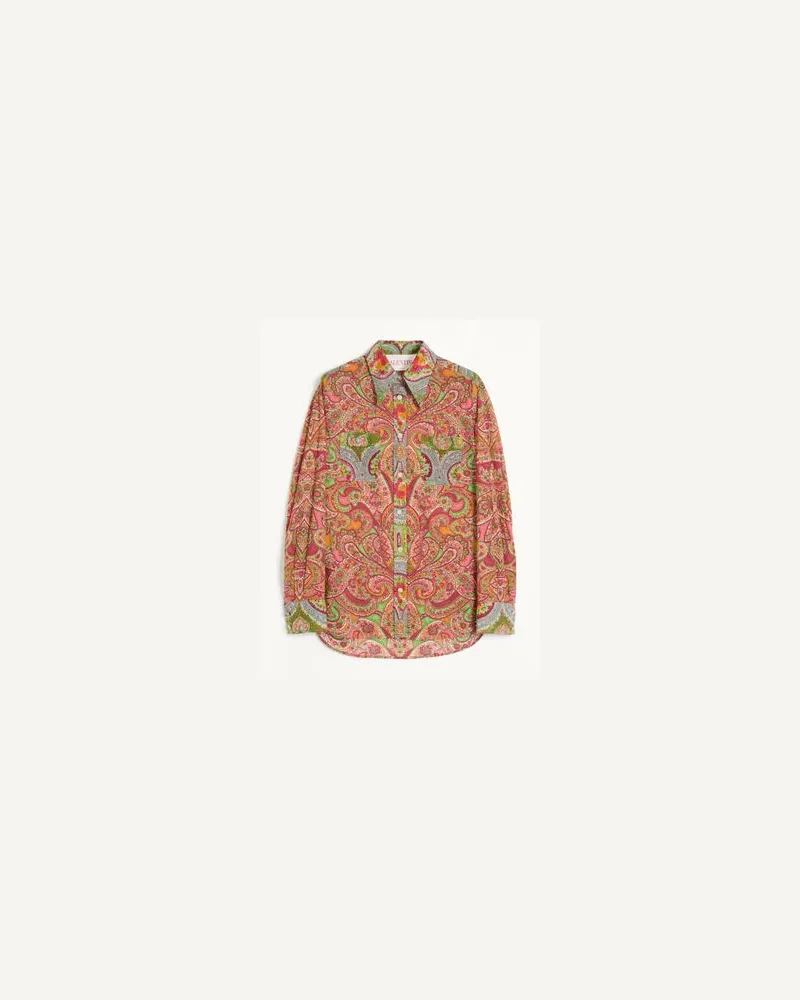 Valentino Garavani Hemd Aus Mussola Cachemire Voyage Imaginaire Frau MULTICOLOR Multicolor