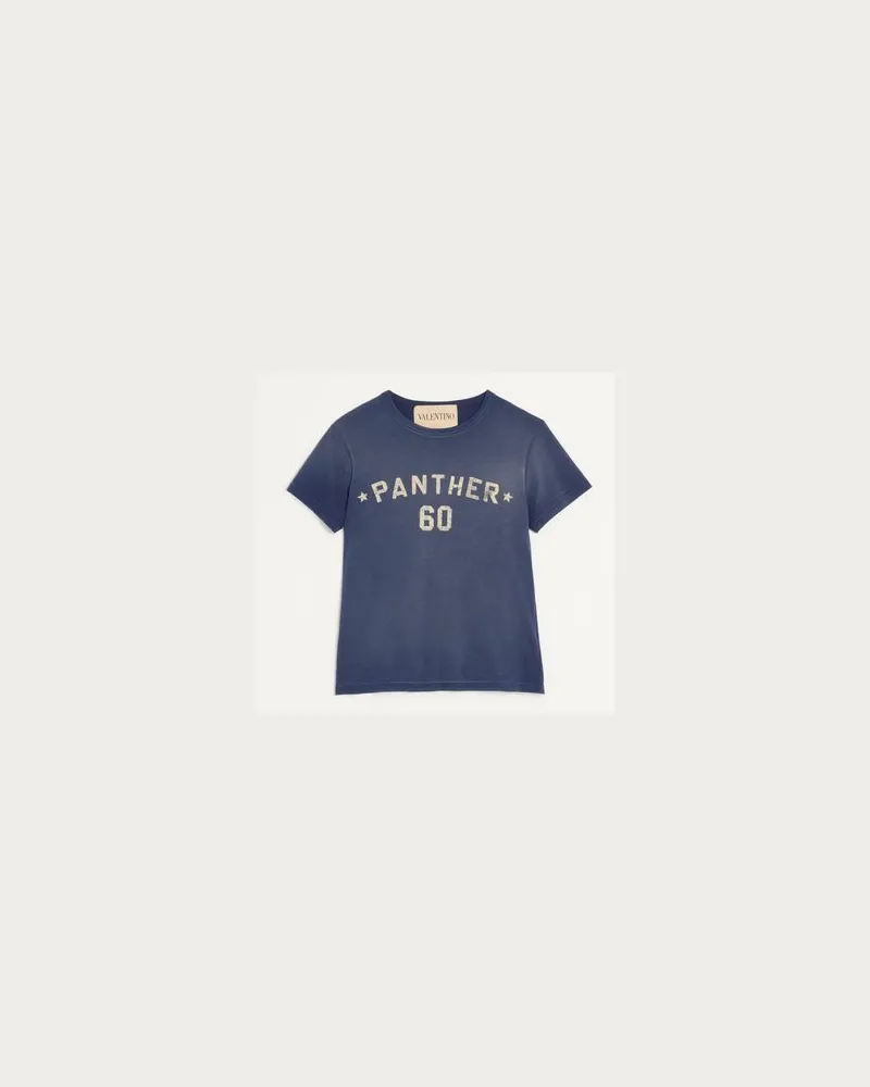 Valentino Garavani T-Shirt Aus Baumwolle Mit Chez Valentino-Print Und Patch Mann BLAU Blau