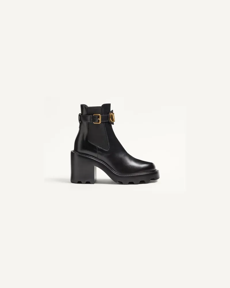 Valentino Garavani Vlogo Signature Beatle Aus Kalbsleder 90 Mm Frau SCHWARZ Schwarz