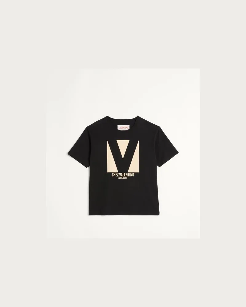 Valentino Garavani T-Shirt Aus Baumwolle Mit Chez Valentino Print Mann SCHWARZ Schwarz