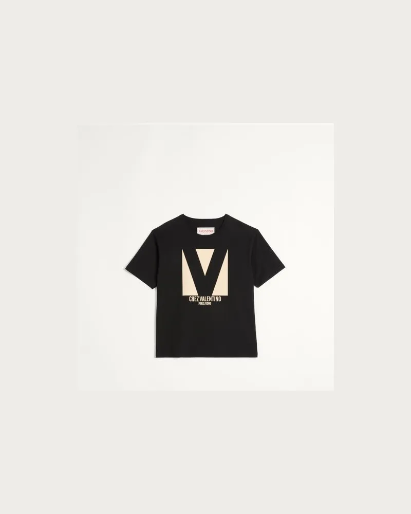 Valentino Garavani T-Shirt Aus Baumwolle Mit Chez Valentino Print Mann SCHWARZ Schwarz