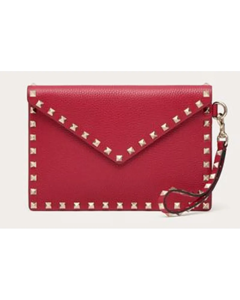 Valentino Garavani Pochette Rockstud aus gekörntem Kalbsleder Frau Rosso