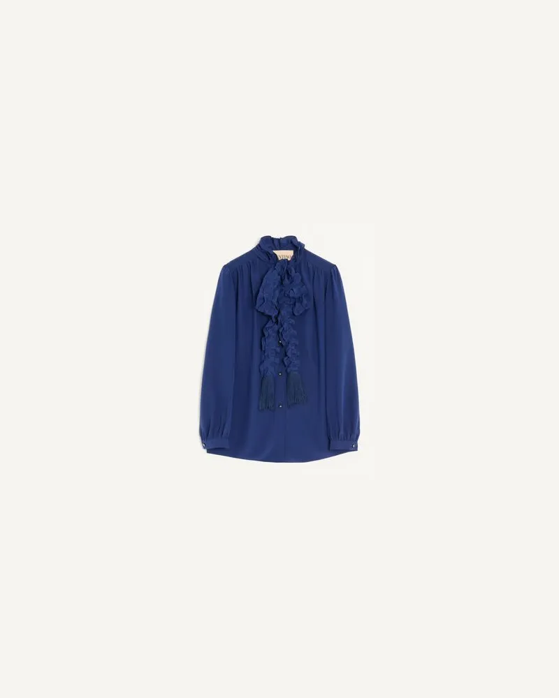 Valentino Garavani Hemd Aus Crêpe De Chine Frau BLAU Blau