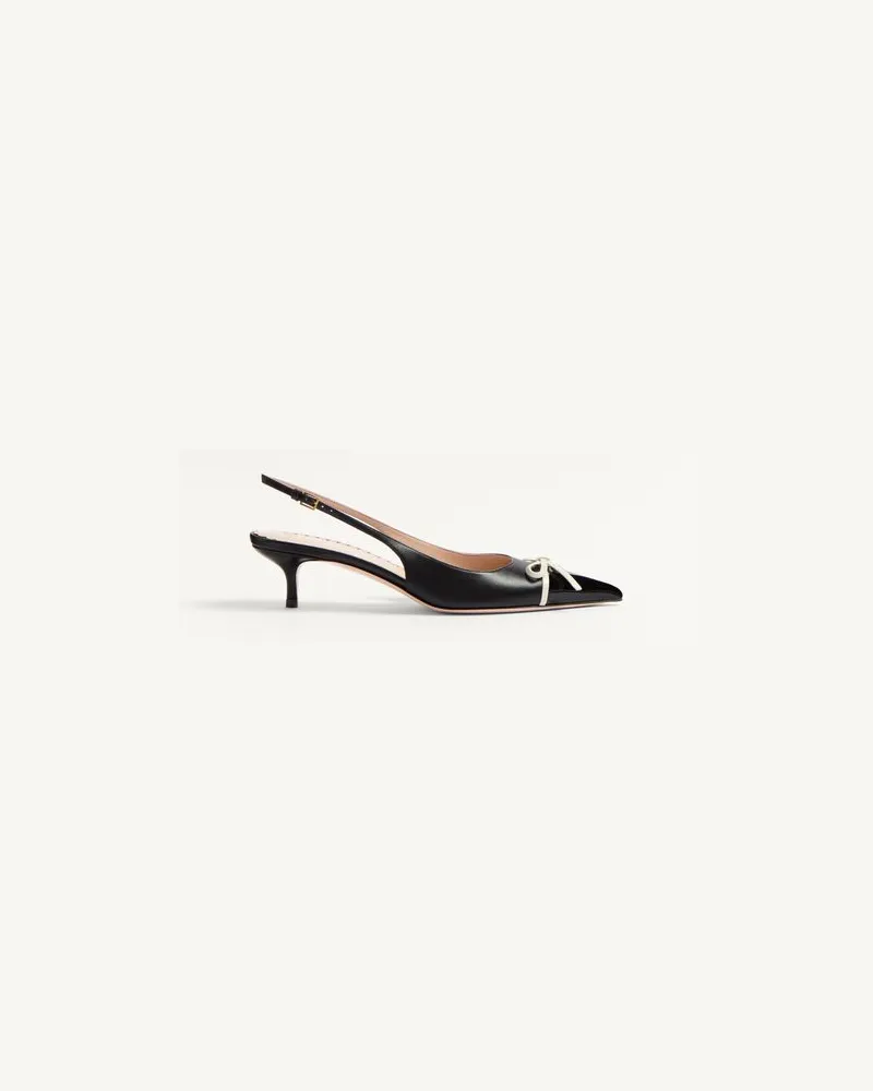 Valentino Garavani Bepointy Slingback Pumps Aus Lackleder Und Ziegenleder 45 Mm Frau SCHWARZ/ELFENBEIN Schwarz