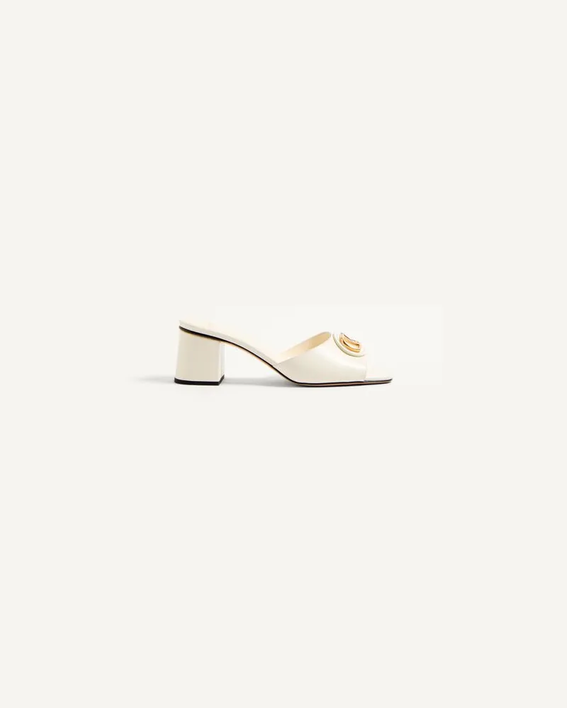Valentino Garavani Vlogo Signature Slide Sandalen Aus Kalbsleder 60 Mm Frau ELFENBEIN Elfenbein