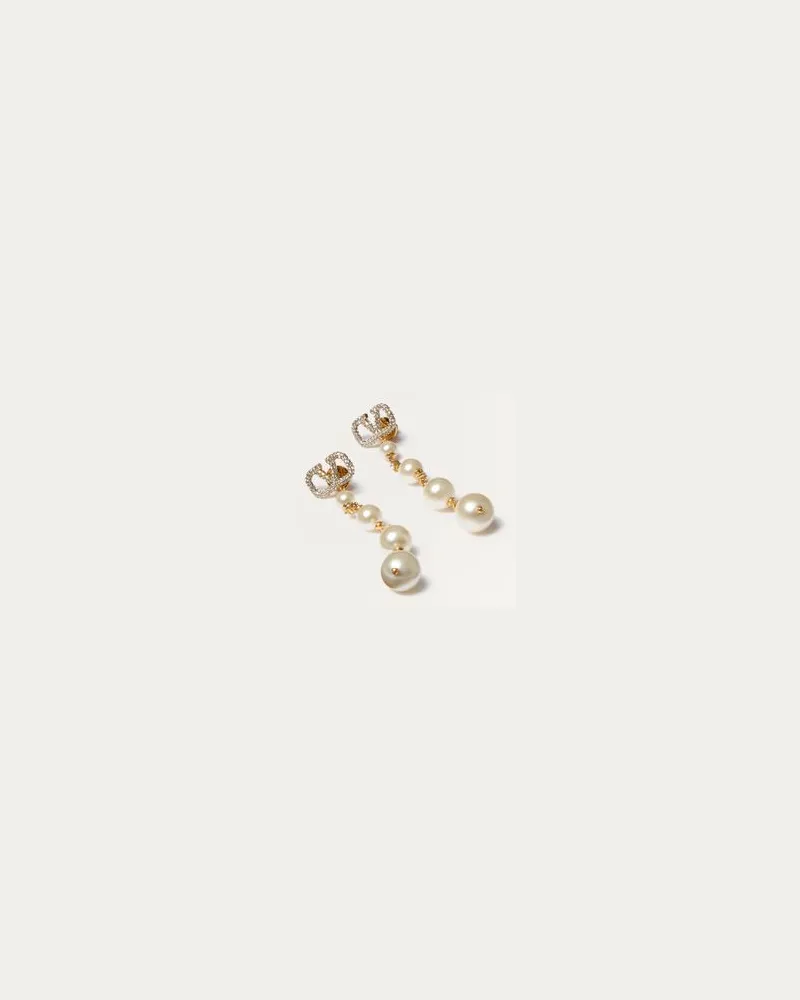 Valentino Garavani Vlogo Signature Ohrringe Aus Metall, Mit Swarovski®-Kristallen Und Perlen Frau GOLD Gold