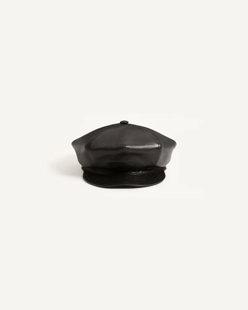 Valentino Garavani Valentino Garavani Vlogo Signature Beanie aus Leder Frau SCHWARZ Schwarz